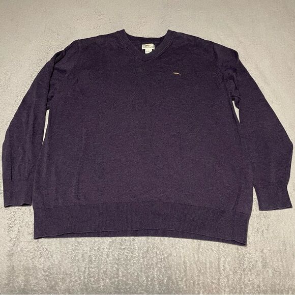 𝅺BOB Timberlake 100% cotton v-neck sweater size XL deep purple good condition - Picture 1 of 5
